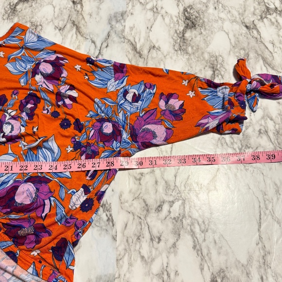 🎉😀CLEARANCE SALE😀🎉FREE PEOPLE Keepin' On Blouse in Festive Orange Combo - Picture 7 of 8
